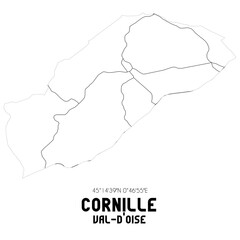 CORNILLE Val-d'Oise. Minimalistic street map with black and white lines.