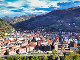 Obraz premium Aerial view of Mieres city, Asturias, Spain