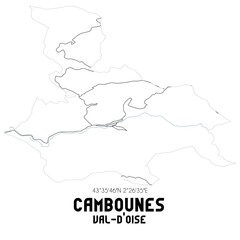 CAMBOUNES Val-d'Oise. Minimalistic street map with black and white lines.