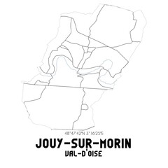 JOUY-SUR-MORIN Val-d'Oise. Minimalistic street map with black and white lines.