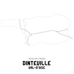 DINTEVILLE Val-d'Oise. Minimalistic street map with black and white lines.