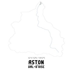 ASTON Val-d'Oise. Minimalistic street map with black and white lines.