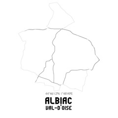 Obraz premium ALBIAC Val-d'Oise. Minimalistic street map with black and white lines.
