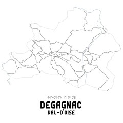 DEGAGNAC Val-d'Oise. Minimalistic street map with black and white lines.