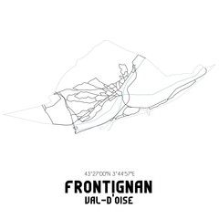 FRONTIGNAN Val-d'Oise. Minimalistic street map with black and white lines.