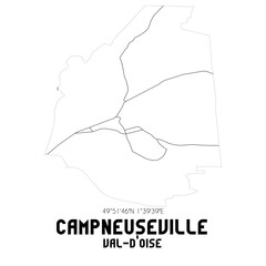 CAMPNEUSEVILLE Val-d'Oise. Minimalistic street map with black and white lines.