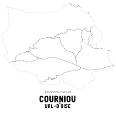 Obraz premium COURNIOU Val-d'Oise. Minimalistic street map with black and white lines.