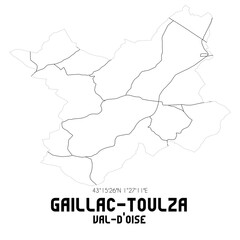 GAILLAC-TOULZA Val-d'Oise. Minimalistic street map with black and white lines.