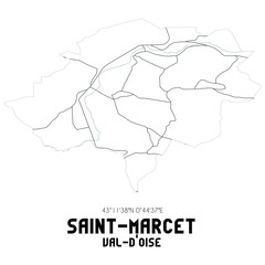 SAINT-MARCET Val-d'Oise. Minimalistic street map with black and white lines.