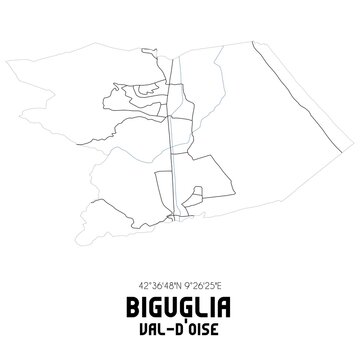 BIGUGLIA Val-d'Oise. Minimalistic street map with black and white lines.
