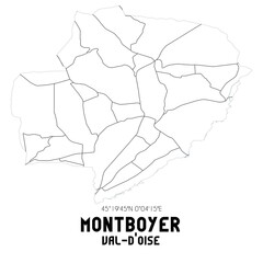 MONTBOYER Val-d'Oise. Minimalistic street map with black and white lines.