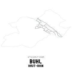 BUHL Haut-Rhin. Minimalistic street map with black and white lines.
