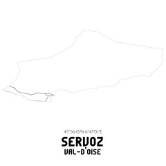 SERVOZ Val-d'Oise. Minimalistic street map with black and white lines.