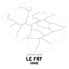 LE FAY Somme. Minimalistic street map with black and white lines.