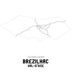 BREZILHAC Val-d'Oise. Minimalistic street map with black and white lines.