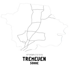 TREMEVEN Somme. Minimalistic street map with black and white lines.