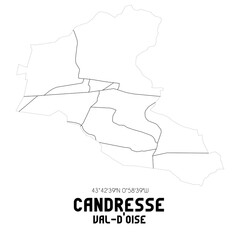 CANDRESSE Val-d'Oise. Minimalistic street map with black and white lines.