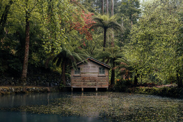 Boat shed at Alfred Nicholas Memorial garden