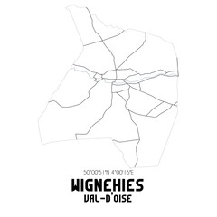 WIGNEHIES Val-d'Oise. Minimalistic street map with black and white lines.
