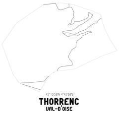 THORRENC Val-d'Oise. Minimalistic street map with black and white lines.