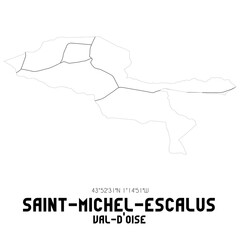 SAINT-MICHEL-ESCALUS Val-d'Oise. Minimalistic street map with black and white lines.