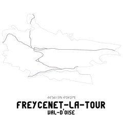 FREYCENET-LA-TOUR Val-d'Oise. Minimalistic street map with black and white lines.