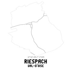 RIESPACH Val-d'Oise. Minimalistic street map with black and white lines.
