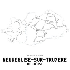 NEUVEGLISE-SUR-TRUYERE Val-d'Oise. Minimalistic street map with black and white lines.