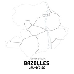 BAZOLLES Val-d'Oise. Minimalistic street map with black and white lines.