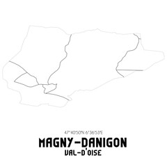 MAGNY-DANIGON Val-d'Oise. Minimalistic street map with black and white lines.