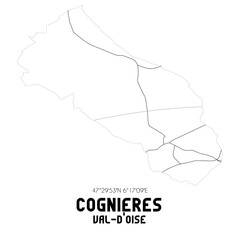 COGNIERES Val-d'Oise. Minimalistic street map with black and white lines.