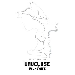 VAUCLUSE Val-d'Oise. Minimalistic street map with black and white lines. - obrazy, fototapety, plakaty