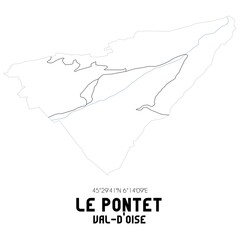 LE PONTET Val-d'Oise. Minimalistic street map with black and white lines.