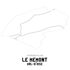 LE MEMONT Val-d'Oise. Minimalistic street map with black and white lines.