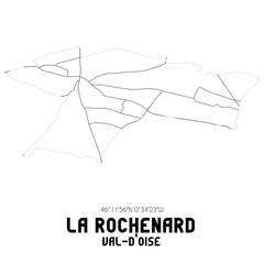 LA ROCHENARD Val-d'Oise. Minimalistic street map with black and white lines.