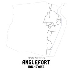 ANGLEFORT Val-d'Oise. Minimalistic street map with black and white lines.