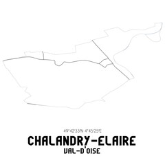 CHALANDRY-ELAIRE Val-d'Oise. Minimalistic street map with black and white lines.