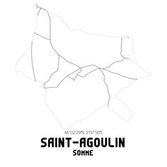 SAINT-AGOULIN Somme. Minimalistic street map with black and white lines.