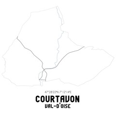 COURTAVON Val-d'Oise. Minimalistic street map with black and white lines.