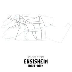 ENSISHEIM Haut-Rhin. Minimalistic street map with black and white lines.