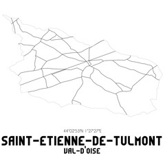 SAINT-ETIENNE-DE-TULMONT Val-d'Oise. Minimalistic street map with black and white lines.