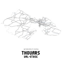 THOUARS Val-d'Oise. Minimalistic street map with black and white lines.