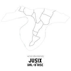JUSIX Val-d'Oise. Minimalistic street map with black and white lines.