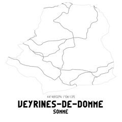 VEYRINES-DE-DOMME Somme. Minimalistic street map with black and white lines.