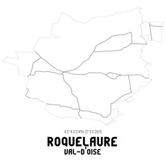 ROQUELAURE Val-d'Oise. Minimalistic street map with black and white lines.