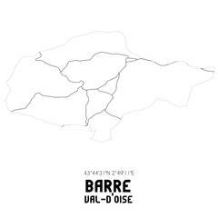 BARRE Val-d'Oise. Minimalistic street map with black and white lines.