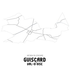 GUISCARD Val-d'Oise. Minimalistic street map with black and white lines.