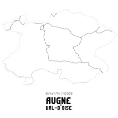 AUGNE Val-d'Oise. Minimalistic street map with black and white lines.