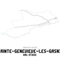 SAINTE-GENEVIEVE-LES-GASNY Val-d'Oise. Minimalistic street map with black and white lines.