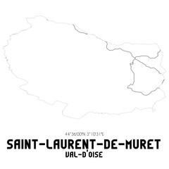 SAINT-LAURENT-DE-MURET Val-d'Oise. Minimalistic street map with black and white lines.